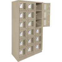 Assembled Lockerettes Clean Line Perforated Economy Lockers, 6 -tier, Bank of 3, 18" x 72" x 12", Steel Stor-it Systems