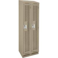 Clean Line Lockers, Bank of 2, 24" x 12" x 82", Steel, Beige, Rivet (Assembled), Perforated Stor-it Systems