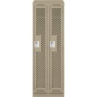 Clean Line Lockers, Bank of 2, 24" x 12" x 82", Steel, Beige, Rivet (Assembled), Perforated Stor-it Systems