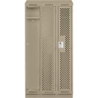 Clean Line Lockers, Bank of 3, 36" x 12" x 82", Steel, Beige, Rivet (Assembled), Perforated Stor-it Systems