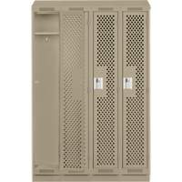 Clean Line Lockers, Bank of 4, 48" x 12" x 82", Steel, Beige, Rivet (Assembled), Perforated Stor-it Systems