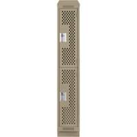 Clean Line Lockers, 2 -tier, 12" x 12" x 82", Steel, Beige, Rivet (Assembled), Perforated Stor-it Systems
