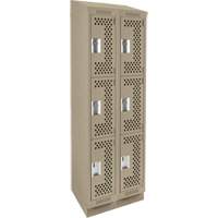 Casiers Clean Line, 3 niveaux, Bloc de 2, 24" x 15" x 82", Acier, Beige, Rivet (assembl&eacute;), Perfor&eacute; Stor-it Systems