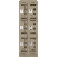 Casiers Clean Line, 3 niveaux, Bloc de 2, 24" x 15" x 82", Acier, Beige, Rivet (assembl&eacute;), Perfor&eacute; Stor-it Systems