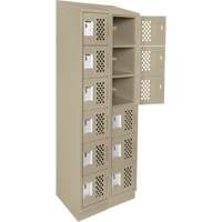 Assembled Lockerettes Clean Line Perforated Economy Lockers, 6 -tier, Bank of 2, 18" x 72" x 12", Steel Stor-it Systems