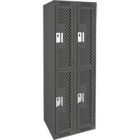 Clean Line Lockers, 2 -tier, Bank of 2, 24" x 12" x 72", Steel, Charcoal, Rivet (Assembled), Perforated Stor-it Systems