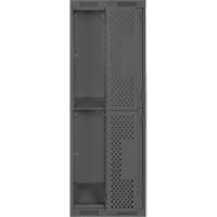Clean Line Lockers, 2 -tier, Bank of 2, 24" x 12" x 72", Steel, Charcoal, Rivet (Assembled), Perforated Stor-it Systems