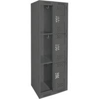 Clean Line Lockers, 3 -tier, Bank of 2, 24" x 12" x 72", Steel, Charcoal, Rivet (Assembled), Perforated Stor-it Systems