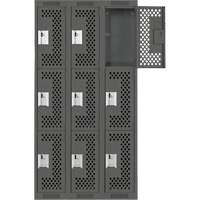 Casiers Clean Line, 3 niveaux, Bloc de 3, 36" x 12" x 72", Acier, Charbon, Rivet (assembl&eacute;), Perfor&eacute; Stor-it Systems