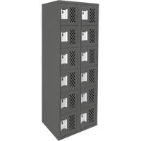 Assembled Lockerettes Clean Line Perforated Economy Lockers, 6 -tier, Bank of 2, 18" x 72" x 12", Steel Stor-it Systems