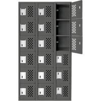 Assembled Lockerettes Clean Line Perforated Economy Lockers, 6 -tier, Bank of 3, 18" x 72" x 12", Steel Stor-it Systems