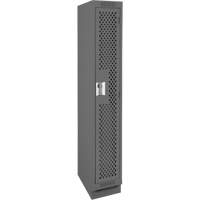 Clean Line Lockers, 12" x 15" x 76", Steel, Charcoal, Rivet (Assembled), Perforated Stor-it Systems