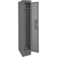Clean Line Lockers, 12" x 15" x 76", Steel, Charcoal, Rivet (Assembled), Perforated Stor-it Systems