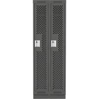Clean Line Lockers, Bank of 2, 24" x 15" x 76", Steel, Charcoal, Rivet (Assembled), Perforated Stor-it Systems