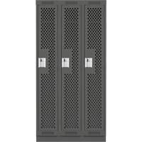 Clean Line Lockers, Bank of 3, 36" x 15" x 76", Steel, Charcoal, Rivet (Assembled), Perforated Stor-it Systems