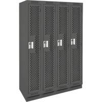 Clean Line Lockers, Bank of 4, 48" x 15" x 76", Steel, Charcoal, Rivet (Assembled), Perforated Stor-it Systems
