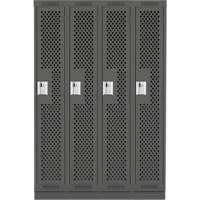 Clean Line Lockers, Bank of 4, 48" x 15" x 76", Steel, Charcoal, Rivet (Assembled), Perforated Stor-it Systems