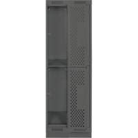 Clean Line Lockers, 2 -tier, Bank of 2, 24" x 15" x 76", Steel, Charcoal, Rivet (Assembled), Perforated Stor-it Systems