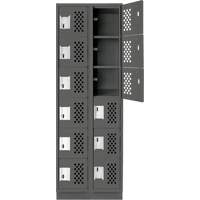 Assembled Lockerettes Clean Line Perforated Economy Lockers, 6 -tier, Bank of 2, 18" x 72" x 12", Steel Stor-it Systems