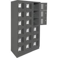 Assembled Lockerettes Clean Line Perforated Economy Lockers, 6 -tier, Bank of 3, 18" x 72" x 12", Steel Stor-it Systems