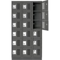 Assembled Lockerettes Clean Line Perforated Economy Lockers, 6 -tier, Bank of 3, 18" x 72" x 12", Steel Stor-it Systems