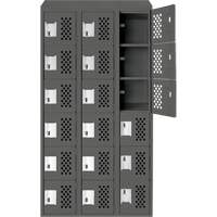 Assembled Lockerettes Clean Line Perforated Economy Lockers, 6 -tier, Bank of 3, 18" x 72" x 12", Steel Stor-it Systems