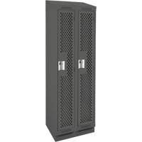 Clean Line Lockers, Bank of 2, 24" x 12" x 82", Steel, Charcoal, Rivet (Assembled), Perforated Stor-it Systems