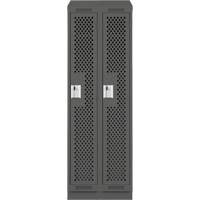 Clean Line Lockers, Bank of 2, 24" x 12" x 82", Steel, Charcoal, Rivet (Assembled), Perforated Stor-it Systems