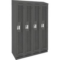 Clean Line Lockers, Bank of 4, 48" x 12" x 82", Steel, Charcoal, Rivet (Assembled), Perforated Stor-it Systems