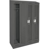 Clean Line Lockers, Bank of 4, 48" x 12" x 82", Steel, Charcoal, Rivet (Assembled), Perforated Stor-it Systems