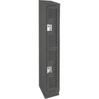 Clean Line Lockers, 2 -tier, 12" x 12" x 82", Steel, Charcoal, Rivet (Assembled), Perforated Stor-it Systems
