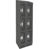 Casiers Clean Line, 3 niveaux, Bloc de 2, 24" x 15" x 82", Acier, Charbon, Rivet (assembl&eacute;), Perfor&eacute; Stor-it Systems