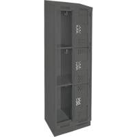 Casiers Clean Line, 3 niveaux, Bloc de 2, 24" x 15" x 82", Acier, Charbon, Rivet (assembl&eacute;), Perfor&eacute; Stor-it Systems