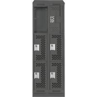Casiers Clean Line, 3 niveaux, Bloc de 2, 24" x 15" x 82", Acier, Charbon, Rivet (assembl&eacute;), Perfor&eacute; Stor-it Systems