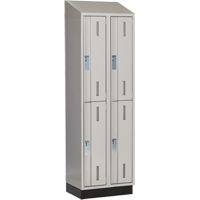 Concorde Heavy-Duty Lockers, 2 -tier, Bank of 2, 24" x 18" x 82", Steel, Grey, Welded (Assembled) Stor-it Systems