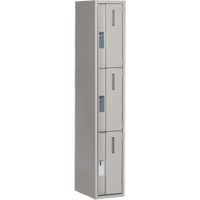 Concorde Heavy-Duty Lockers, 3 -tier, 12" x 18" x 72", Steel, Grey, Welded (Assembled) Stor-it Systems