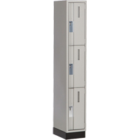 Concorde Heavy-Duty Lockers, 3 -tier, 12" x 18" x 76", Steel, Grey, Welded (Assembled) Stor-it Systems