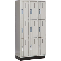 Concorde Heavy-Duty Lockers, 3 -tier, Bank of 3, 36" x 18" x 76", Steel, Grey, Welded (Assembled) Stor-it Systems