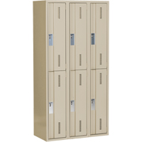 Casiers robustes Concorde, 2 niveaux, Bloc de 3, 36" x 18" x 72", Acier, Beige, Soud&eacute; (assembl&eacute;) Stor-it Systems
