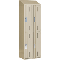 Concorde Heavy-Duty Lockers, 2 -tier, Bank of 2, 24" x 18" x 78", Steel, Beige, Welded (Assembled) Stor-it Systems