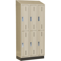 Concorde Heavy-Duty Lockers, 2 -tier, Bank of 3, 36" x 18" x 82", Steel, Beige, Welded (Assembled) Stor-it Systems