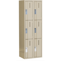 Concorde Heavy-Duty Lockers, 3 -tier, Bank of 2, 24" x 18" x 72", Steel, Beige, Welded (Assembled) Stor-it Systems