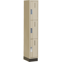 Concorde Heavy-Duty Lockers, 3 -tier, 12" x 18" x 76", Steel, Beige, Welded (Assembled) Stor-it Systems