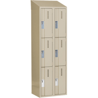 Concorde Heavy-Duty Lockers, 3 -tier, Bank of 2, 24" x 18" x 78", Steel, Beige, Welded (Assembled) Stor-it Systems