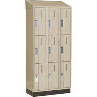 Concorde Heavy-Duty Lockers, 3 -tier, Bank of 3, 36" x 18" x 82", Steel, Beige, Welded (Assembled) Stor-it Systems