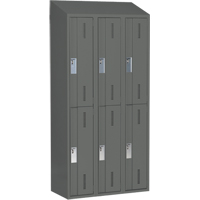 Concorde Heavy-Duty Lockers, 2 -tier, Bank of 3, 36" x 18" x 78", Steel, Charcoal, Welded (Assembled) Stor-it Systems
