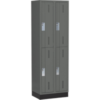 Concorde Heavy-Duty Lockers, 2 -tier, Bank of 2, 24" x 18" x 76", Steel, Charcoal, Welded (Assembled) Stor-it Systems