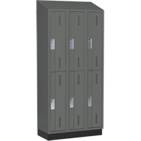 Concorde Heavy-Duty Lockers, 2 -tier, Bank of 3, 36" x 18" x 82", Steel, Charcoal, Welded (Assembled) Stor-it Systems