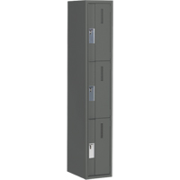 Concorde Heavy-Duty Lockers, 3 -tier, 12" x 18" x 72", Steel, Charcoal, Welded (Assembled) Stor-it Systems