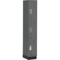 Concorde Heavy-Duty Lockers, 3 -tier, 12" x 18" x 76", Steel, Charcoal, Welded (Assembled) Stor-it Systems